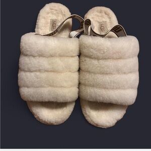 UGG Women's fluff yeah cream and brown slippers size 9